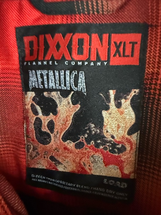 Dixxon Men's XLT Medium Metallica Load Plaid Flannel Button-Up Shirt Red Black - Picture 10 of 10
